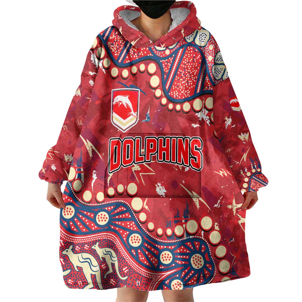 Personalized Dolphins Rugby Wearable Blanket Hoodie Aboriginal Pattern with Graffiti Style Design