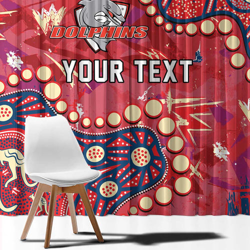 Personalized Dolphins Rugby Window Curtain Aboriginal Pattern with Graffiti Style Design