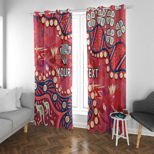 Personalized Dolphins Rugby Window Curtain Aboriginal Pattern with Graffiti Style Design