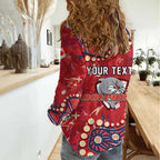 Personalized Dolphins Rugby Women Casual Shirt Aboriginal Pattern with Graffiti Style Design