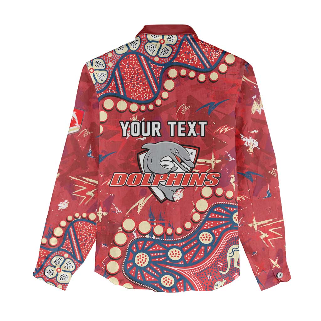 Personalized Dolphins Rugby Women Casual Shirt Aboriginal Pattern with Graffiti Style Design