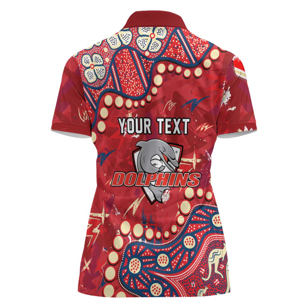 Personalized Dolphins Rugby Women Polo Shirt Aboriginal Pattern with Graffiti Style Design
