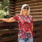 Personalized Dolphins Rugby Women Polo Shirt Aboriginal Pattern with Graffiti Style Design