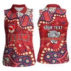 Personalized Dolphins Rugby Women Sleeveless Polo Shirt Aboriginal Pattern with Graffiti Style Design