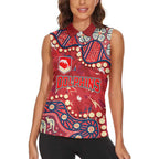 Personalized Dolphins Rugby Women Sleeveless Polo Shirt Aboriginal Pattern with Graffiti Style Design