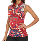 Personalized Dolphins Rugby Women Sleeveless Polo Shirt Aboriginal Pattern with Graffiti Style Design