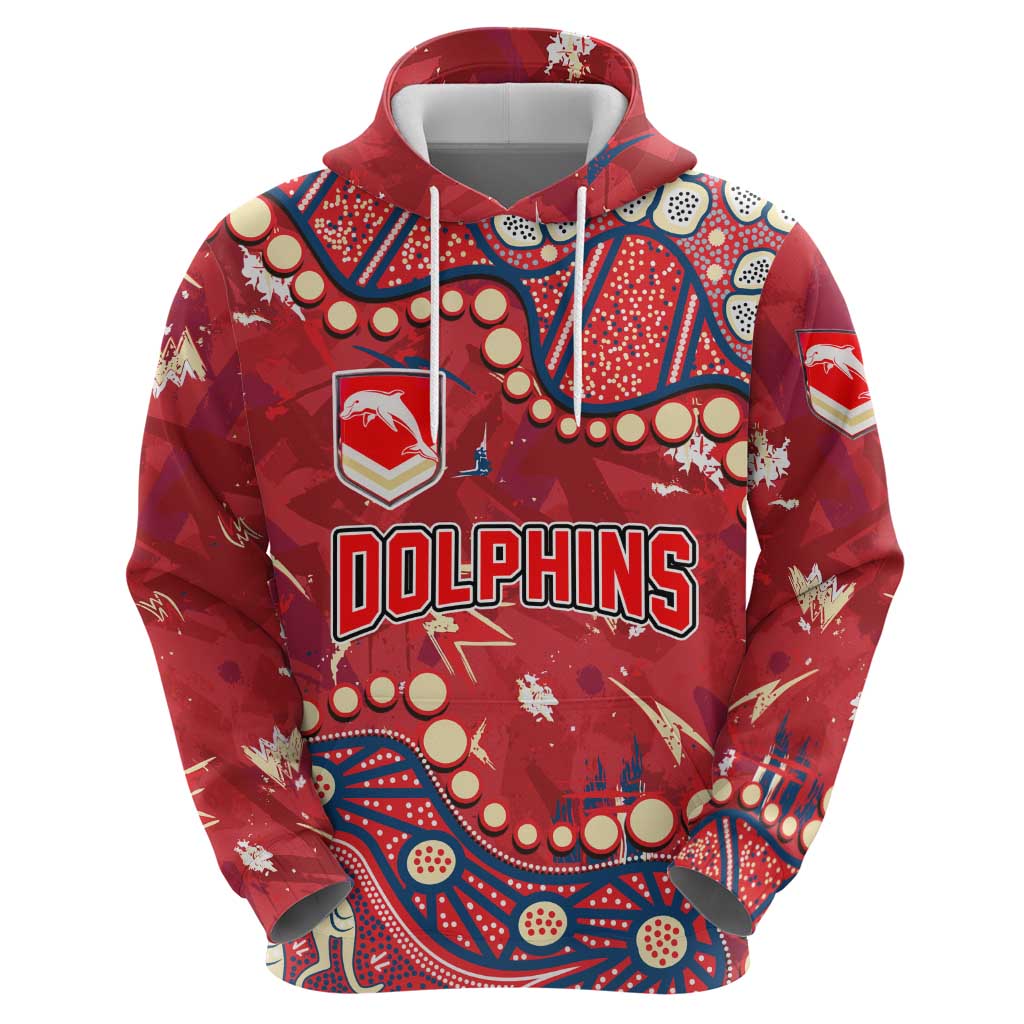 Personalized Dolphins Rugby Zip Hoodie Aboriginal Pattern with Graffiti Style Design