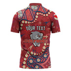 Personalized Dolphins Rugby Zipper Polo Shirt Aboriginal Pattern with Graffiti Style Design