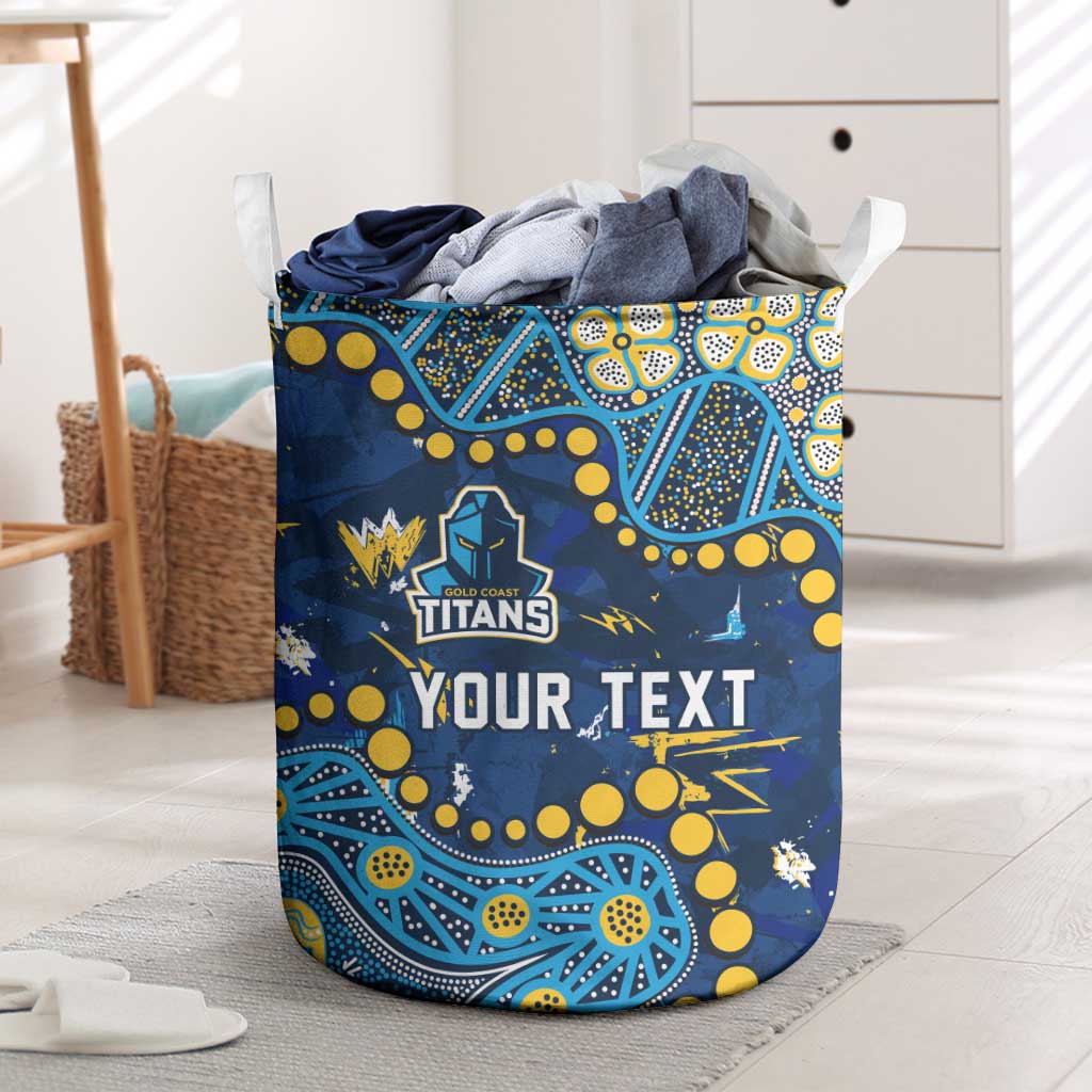 Personalized Gold Coast Titans Laundry Basket Aboriginal Pattern with Graffiti Style Design