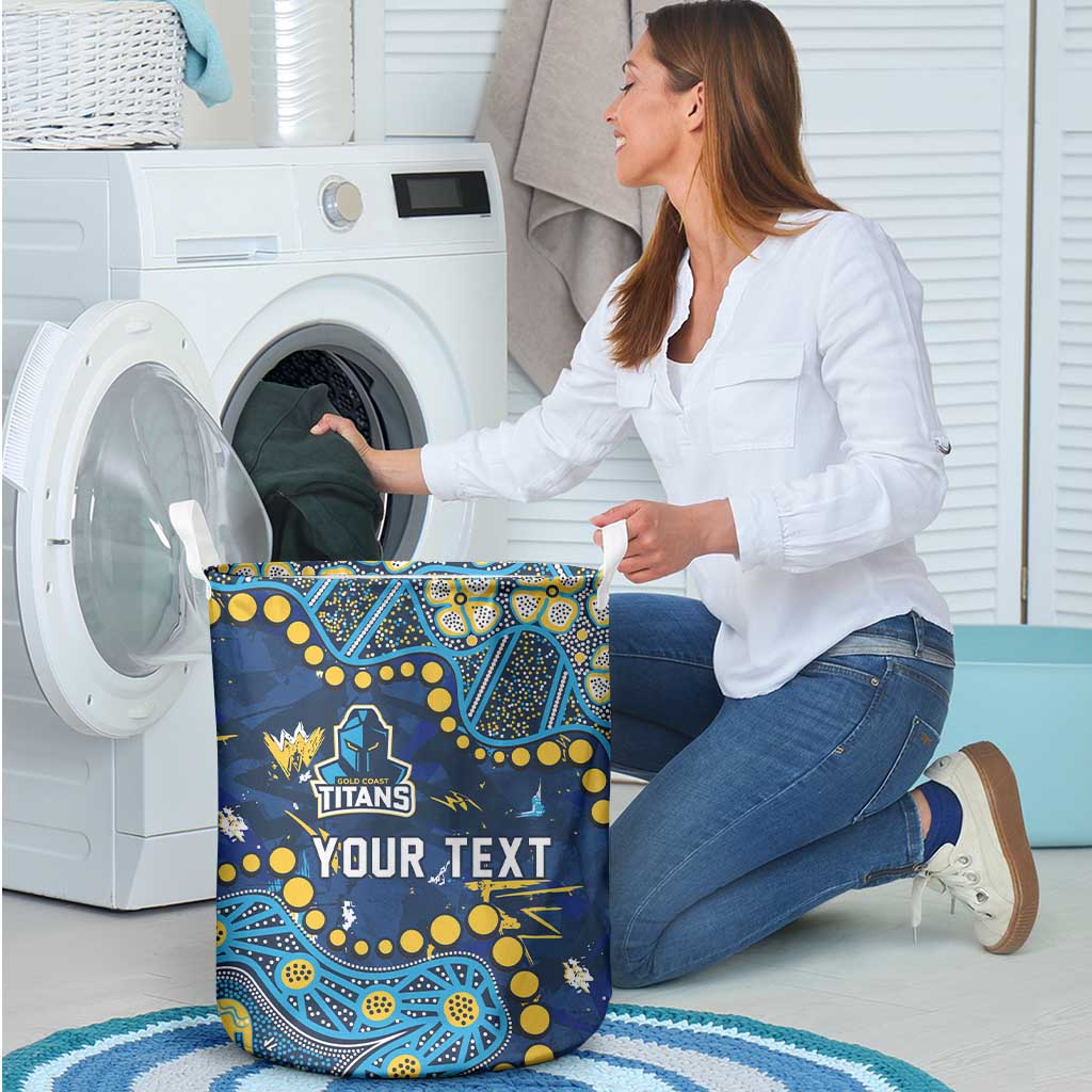 Personalized Gold Coast Titans Laundry Basket Aboriginal Pattern with Graffiti Style Design