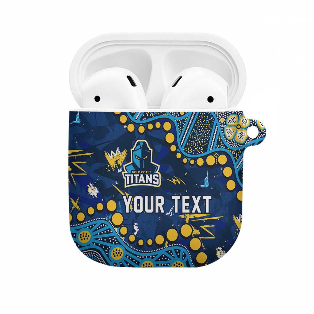 Personalized Gold Coast Titans AirPods Case Aboriginal Pattern with Graffiti Style Design