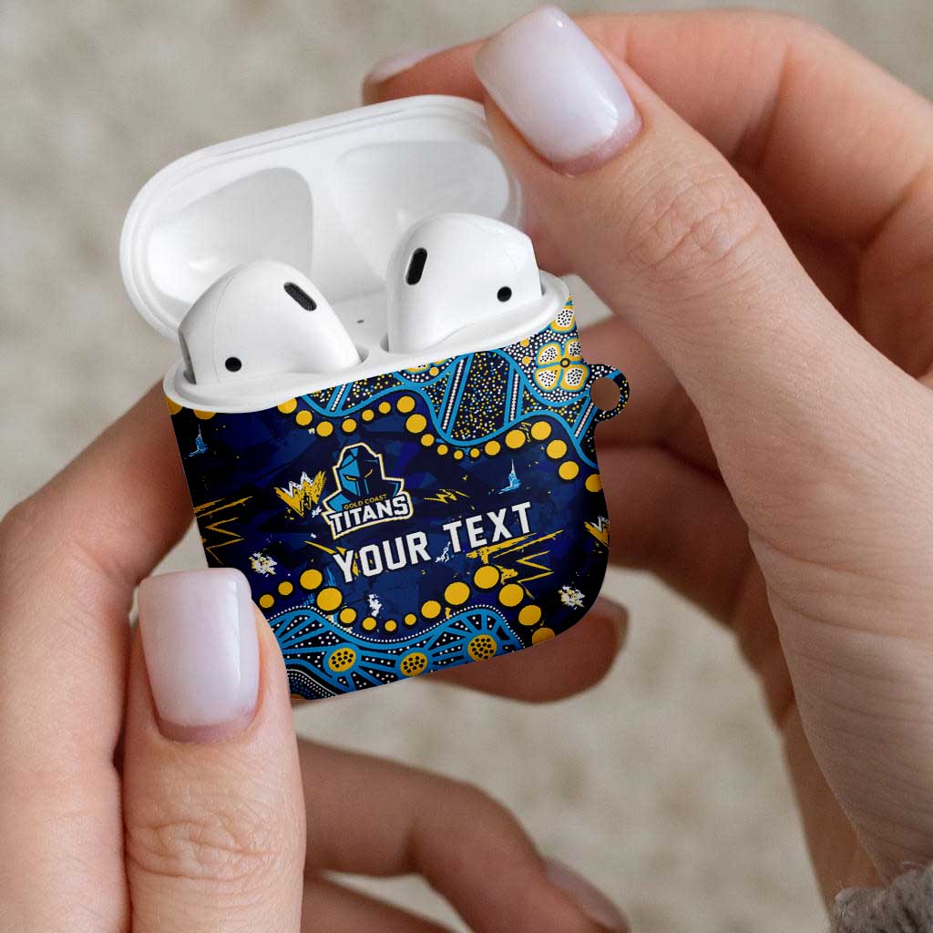 Personalized Gold Coast Titans AirPods Case Aboriginal Pattern with Graffiti Style Design