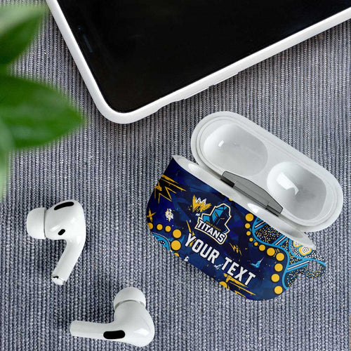 Personalized Gold Coast Titans AirPods Case Aboriginal Pattern with Graffiti Style Design