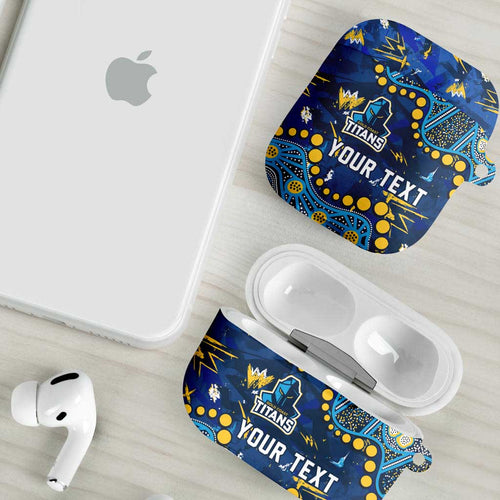 Personalized Gold Coast Titans AirPods Case Aboriginal Pattern with Graffiti Style Design