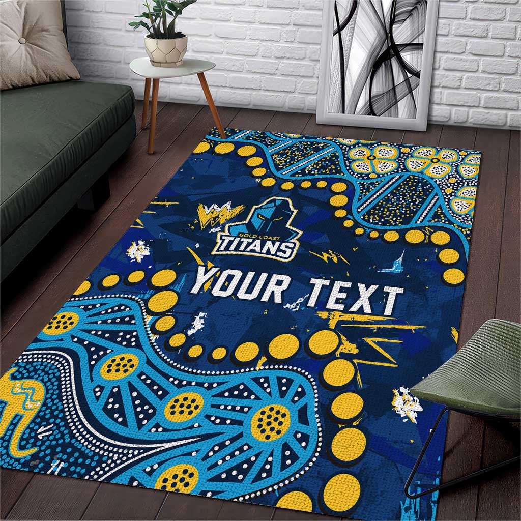 Personalized Gold Coast Titans Area Rug Aboriginal Pattern with Graffiti Style Design