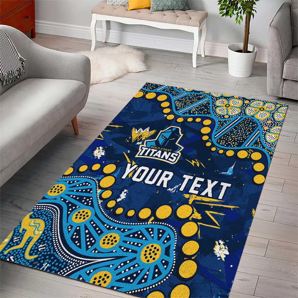 Personalized Gold Coast Titans Area Rug Aboriginal Pattern with Graffiti Style Design