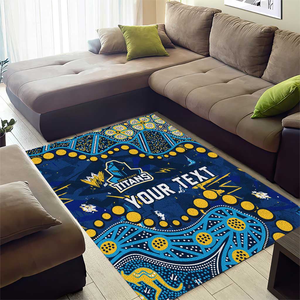 Personalized Gold Coast Titans Area Rug Aboriginal Pattern with Graffiti Style Design