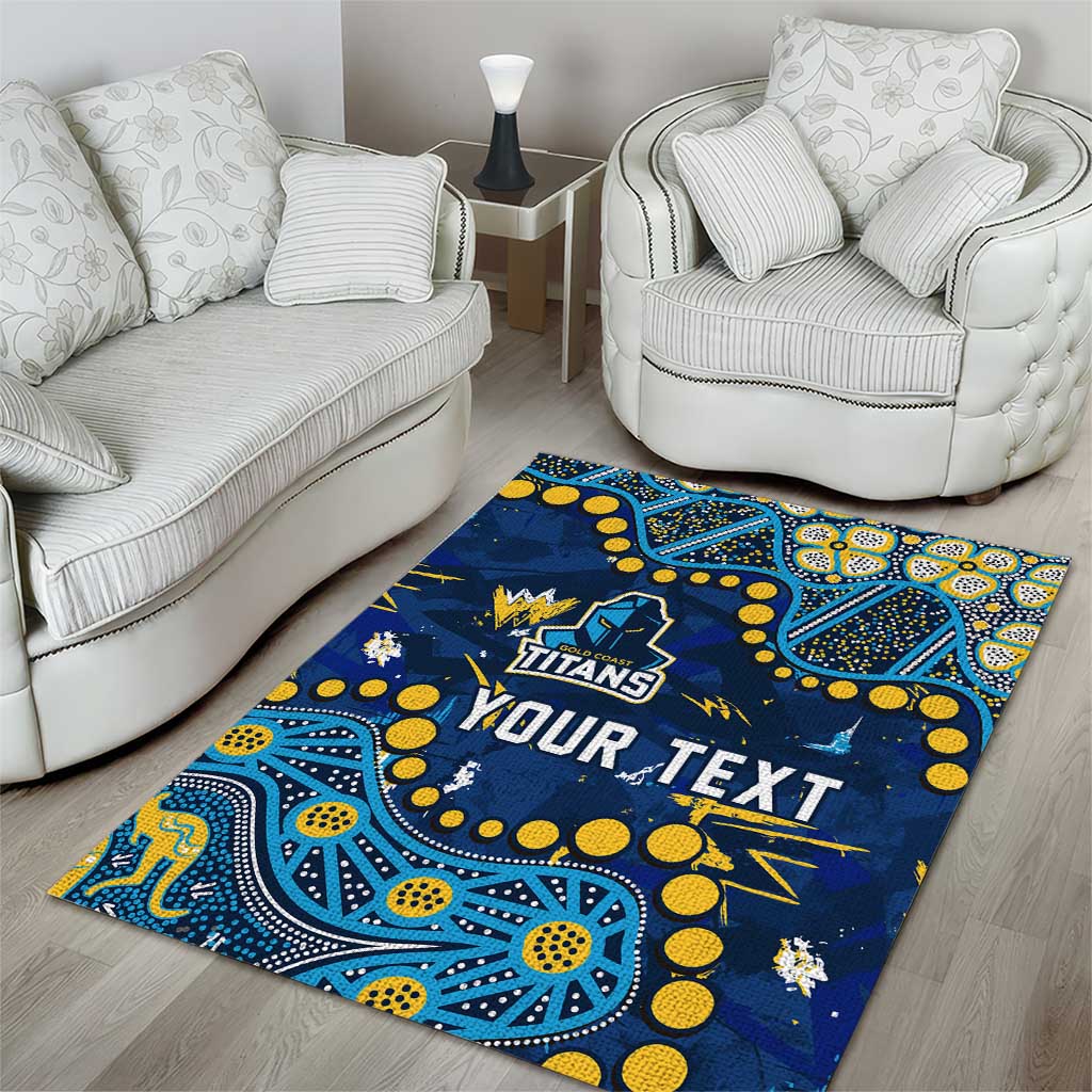 Personalized Gold Coast Titans Area Rug Aboriginal Pattern with Graffiti Style Design