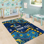 Personalized Gold Coast Titans Area Rug Aboriginal Pattern with Graffiti Style Design