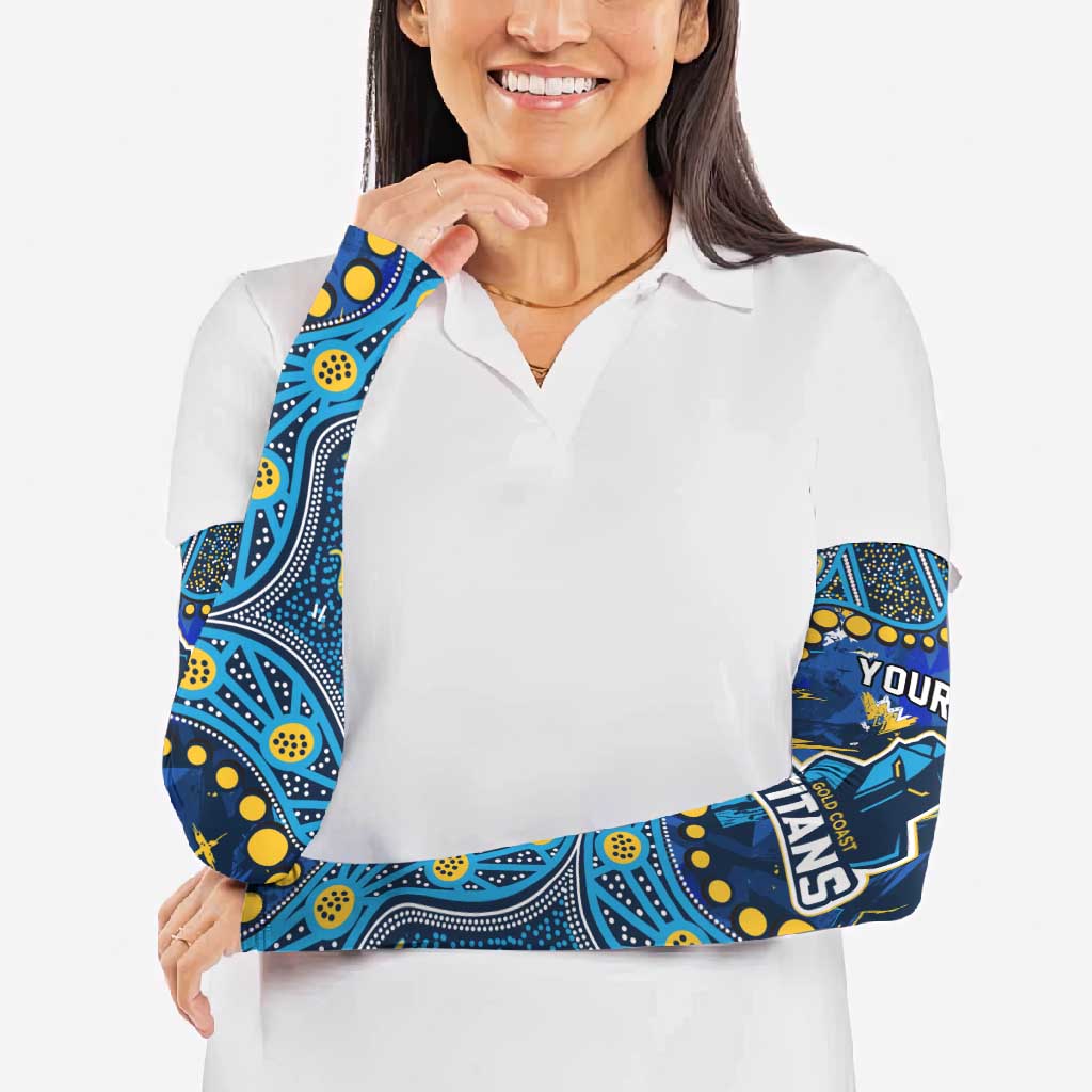 Personalized Gold Coast Titans Arm Sleeves Aboriginal Pattern with Graffiti Style Design