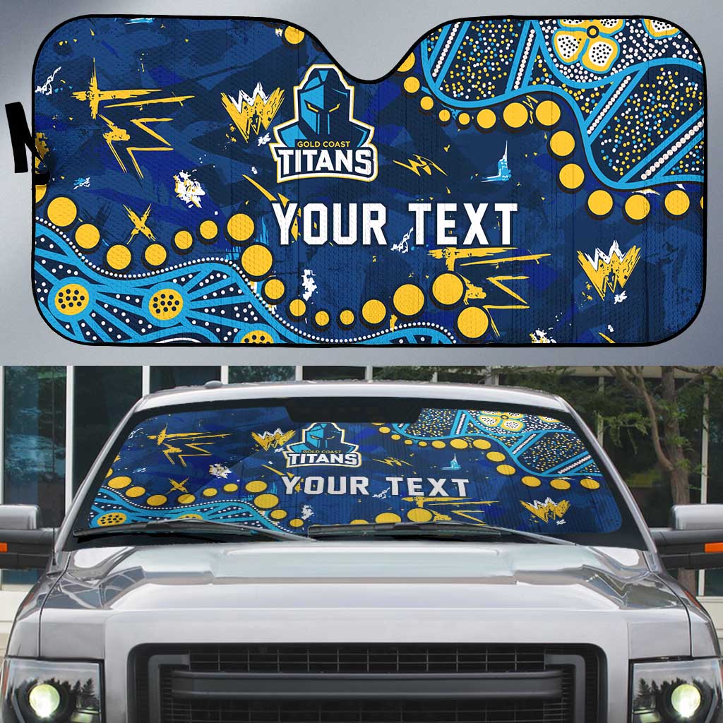 Personalized Gold Coast Titans Auto Sun Shade Aboriginal Pattern with Graffiti Style Design