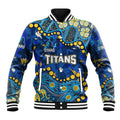 Personalized Gold Coast Titans Baseball Jacket Aboriginal Pattern with Graffiti Style Design