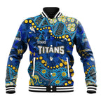 Personalized Gold Coast Titans Baseball Jacket Aboriginal Pattern with Graffiti Style Design