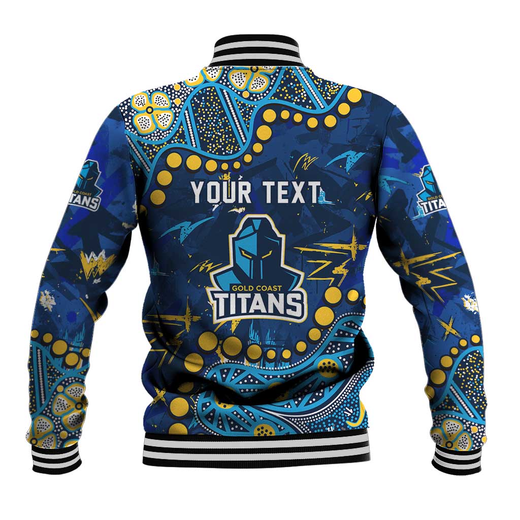 Personalized Gold Coast Titans Baseball Jacket Aboriginal Pattern with Graffiti Style Design