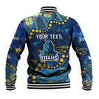 Personalized Gold Coast Titans Baseball Jacket Aboriginal Pattern with Graffiti Style Design