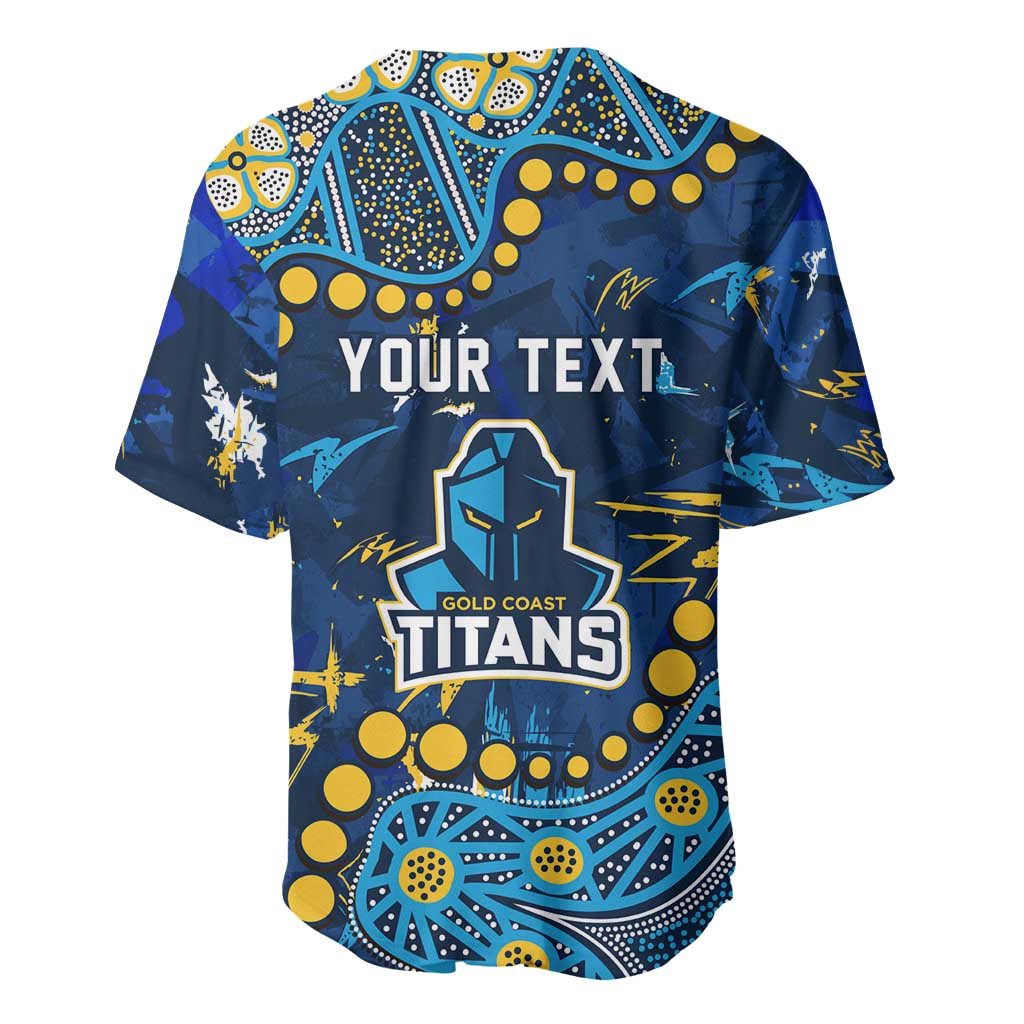 Personalized Gold Coast Titans Baseball Jersey Aboriginal Pattern with Graffiti Style Design