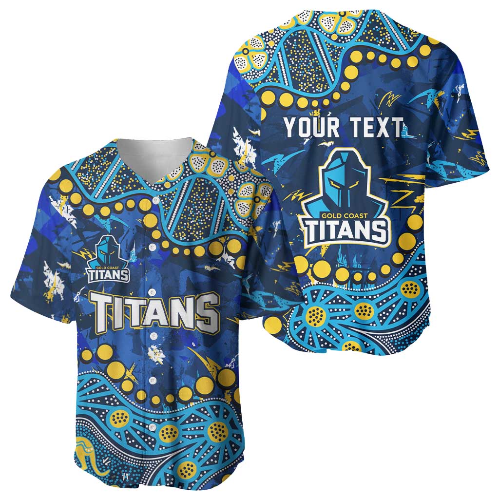 Personalized Gold Coast Titans Baseball Jersey Aboriginal Pattern with Graffiti Style Design