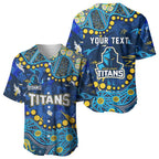 Personalized Gold Coast Titans Baseball Jersey Aboriginal Pattern with Graffiti Style Design