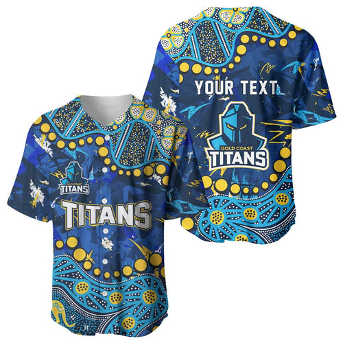Personalized Gold Coast Titans Baseball Jersey Aboriginal Pattern with Graffiti Style Design