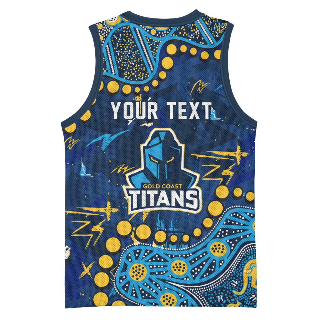 Personalized Gold Coast Titans Basketball Jersey Aboriginal Pattern with Graffiti Style Design