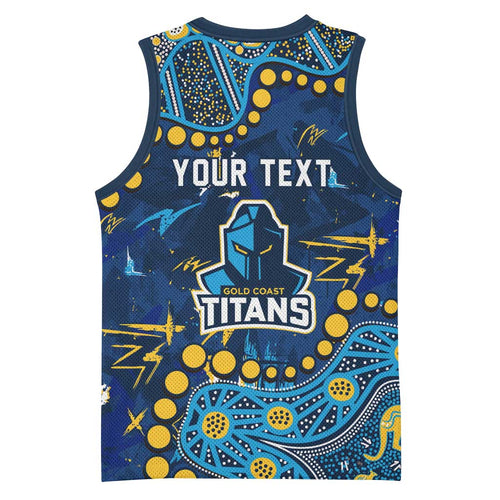 Personalized Gold Coast Titans Basketball Jersey Aboriginal Pattern with Graffiti Style Design