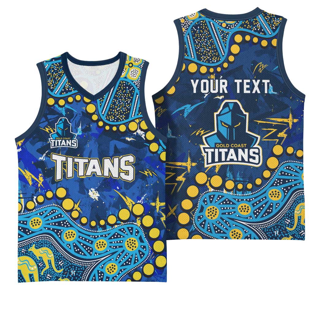 Personalized Gold Coast Titans Basketball Jersey Aboriginal Pattern with Graffiti Style Design