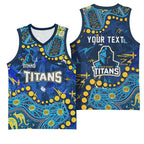Personalized Gold Coast Titans Basketball Jersey Aboriginal Pattern with Graffiti Style Design