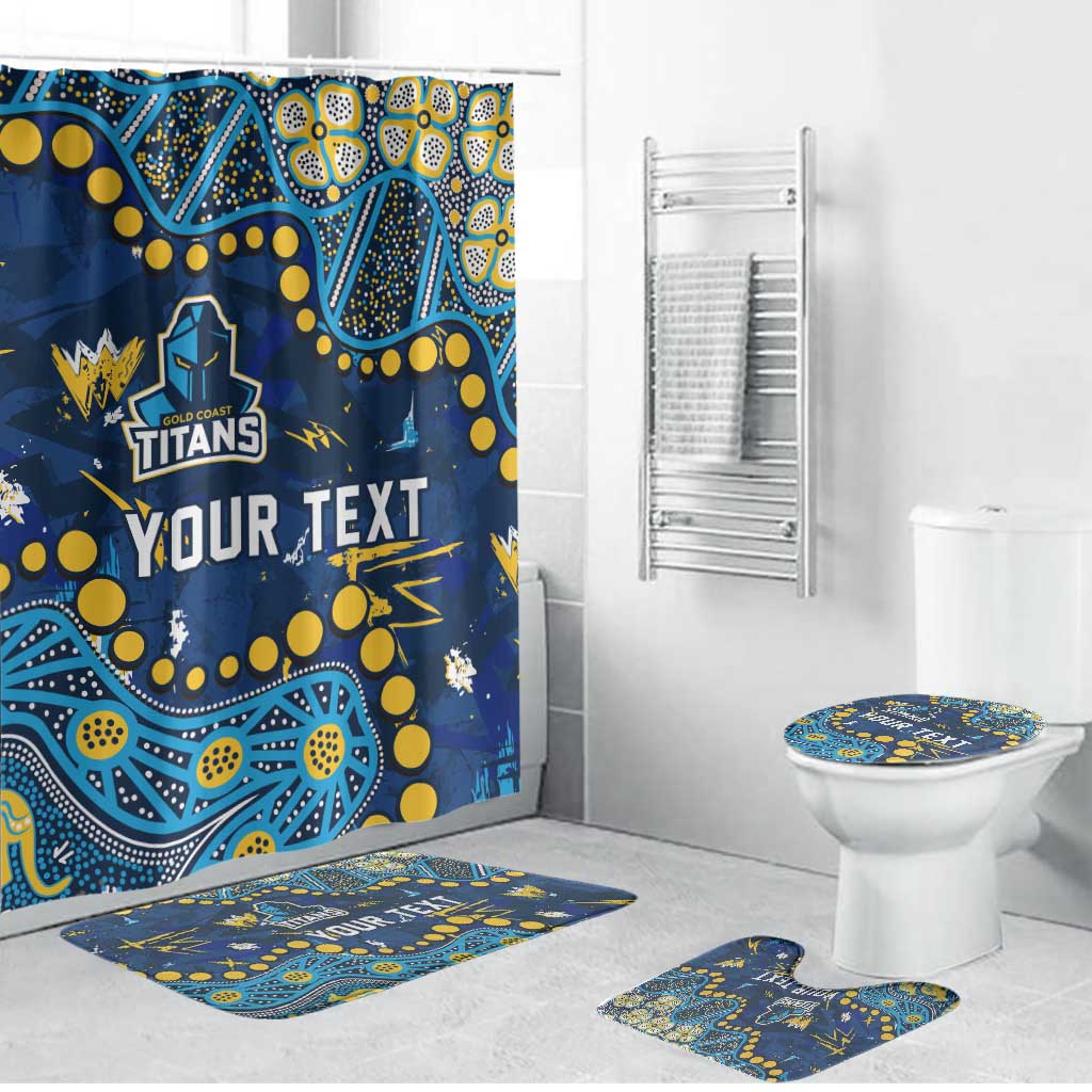 Personalized Gold Coast Titans Bathroom Set Aboriginal Pattern with Graffiti Style Design