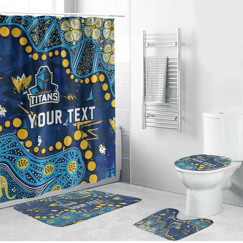 Personalized Gold Coast Titans Bathroom Set Aboriginal Pattern with Graffiti Style Design