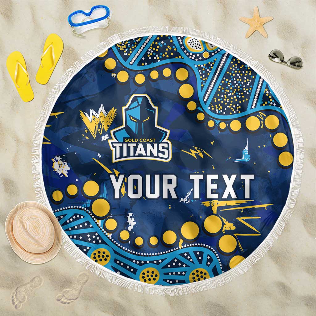 Personalized Gold Coast Titans Beach Blanket Aboriginal Pattern with Graffiti Style Design
