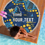 Personalized Gold Coast Titans Beach Blanket Aboriginal Pattern with Graffiti Style Design