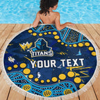 Personalized Gold Coast Titans Beach Blanket Aboriginal Pattern with Graffiti Style Design