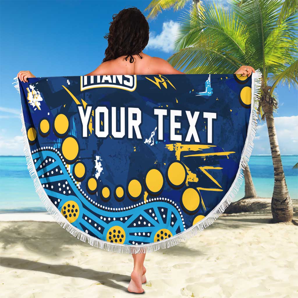 Personalized Gold Coast Titans Beach Blanket Aboriginal Pattern with Graffiti Style Design