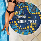 Personalized Gold Coast Titans Beach Blanket Aboriginal Pattern with Graffiti Style Design