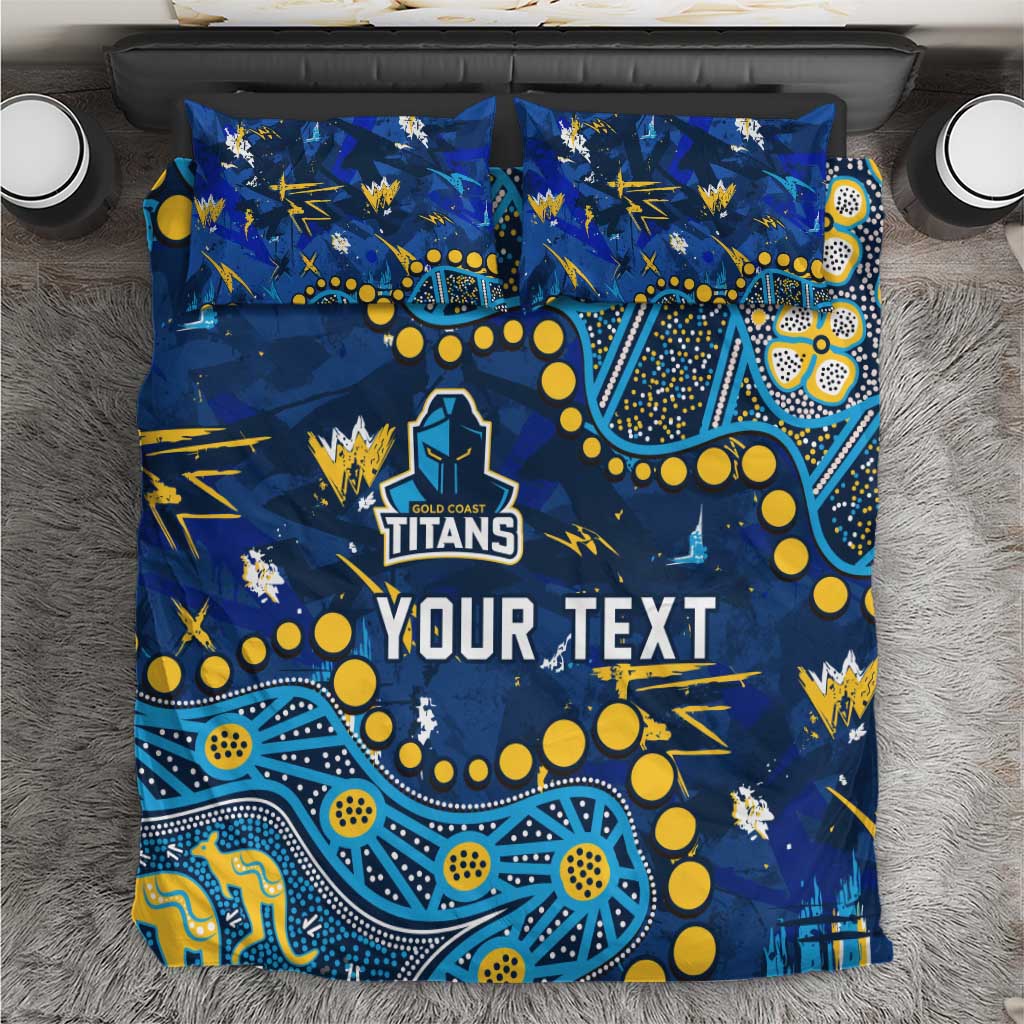 Personalized Gold Coast Titans Bedding Set Aboriginal Pattern with Graffiti Style Design