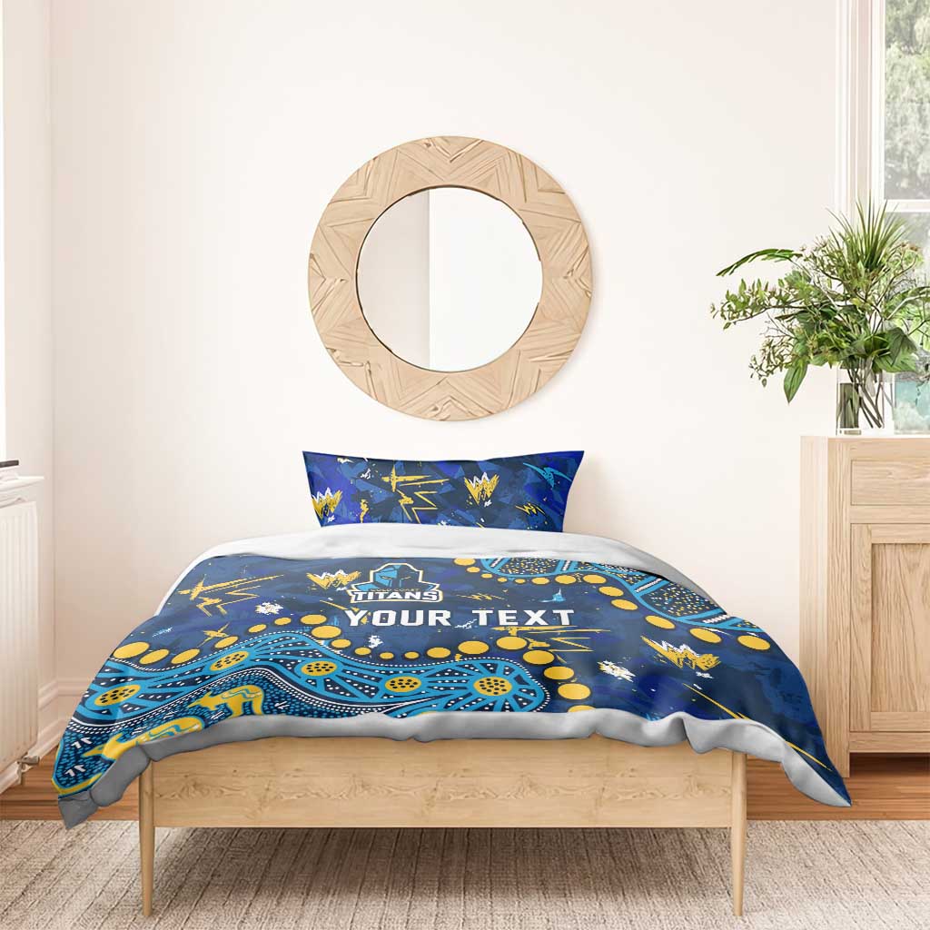 Personalized Gold Coast Titans Bedding Set Aboriginal Pattern with Graffiti Style Design