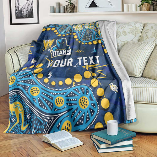 Personalized Gold Coast Titans Blanket Aboriginal Pattern with Graffiti Style Design