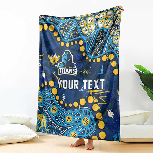Personalized Gold Coast Titans Blanket Aboriginal Pattern with Graffiti Style Design