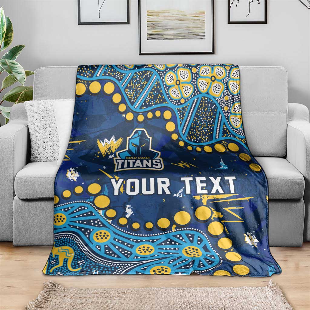 Personalized Gold Coast Titans Blanket Aboriginal Pattern with Graffiti Style Design