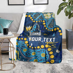 Personalized Gold Coast Titans Blanket Aboriginal Pattern with Graffiti Style Design